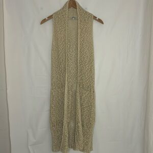 Vest sweater boho chic women’s size small crochet hippie cotton blend beige